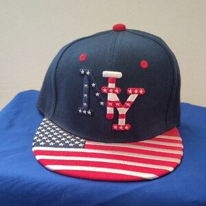 Patriotic NY Cap with American Flag Brim